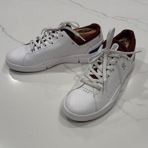 On The Roger Advantage White and Burgundy Sneakers - Size 10 US / 44 EU